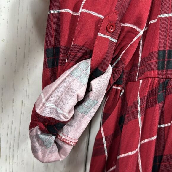 Torrid Red Plaid Button Front Shirt Dress Size 2X Casual Grunge Cozy Plus - Picture 8 of 15